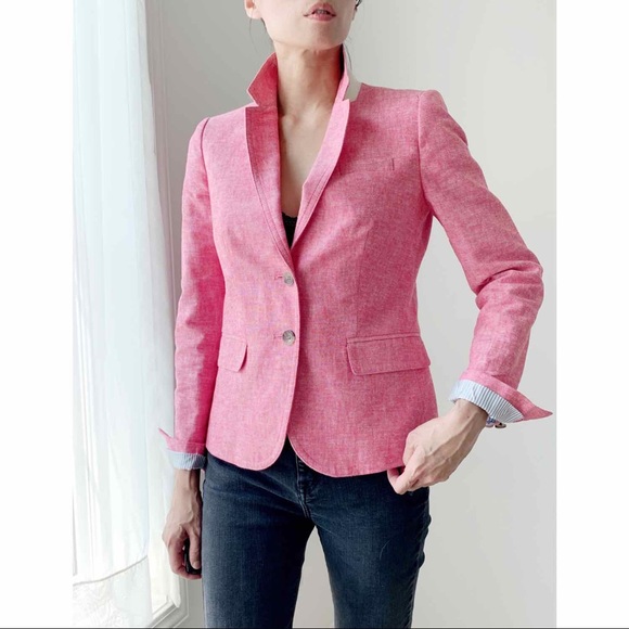 JCREW COTTON LINEN BLAZER JACKET - PINK - Picture 6 of 9